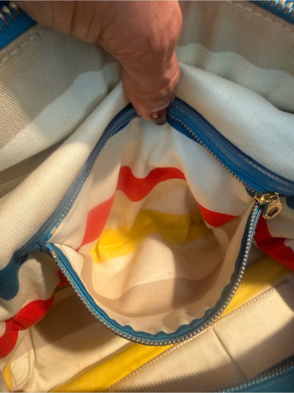 Marc by Marc Jacobs Hayley Straw/Leather Teal Blue Tote with Front Flap Pocket - Picture 13 of 17